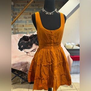 Urban Outfitters Tiered Sleeveless Midi Dress - Rust